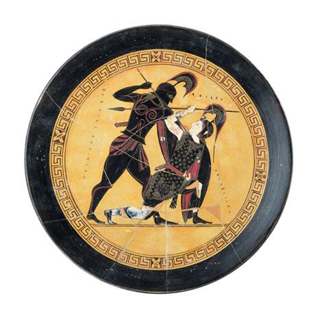 Achilles Slays Penthesilea, Queen of the Amazons - Plate - Ancient Greek Mythology